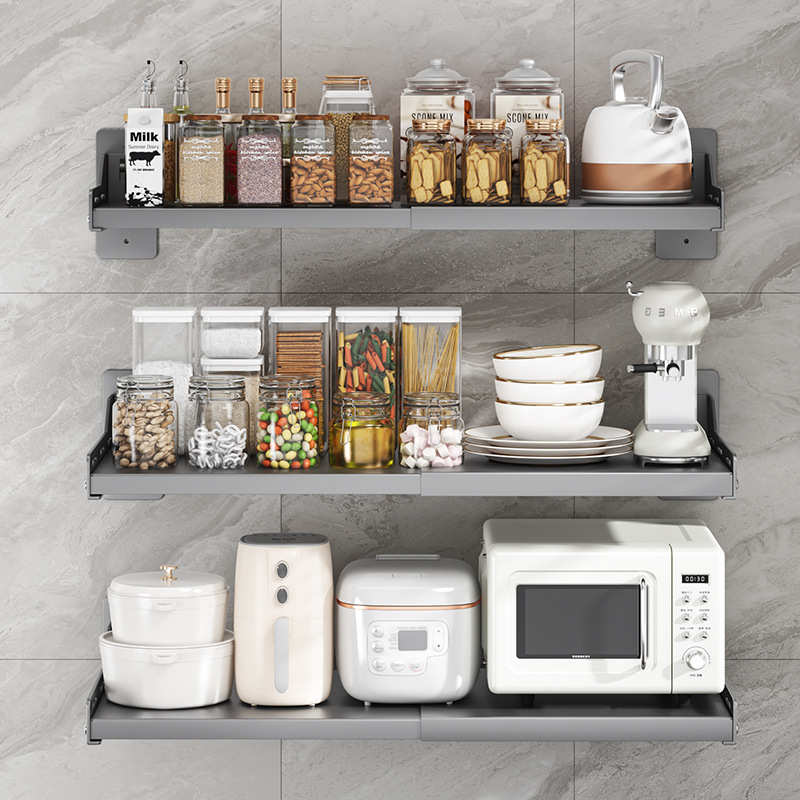 厨房微波炉架子置物架壁挂式免打孔上墙支架放烤箱多功能收纳批发