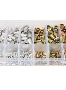 eBay300pcs/402PCS盒装镀彩锌拉铆螺母+铝制+304铆钉铆螺母M3-10