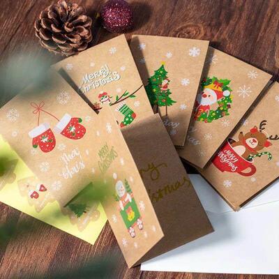 18pcs/1set Merry Christmas Greeting Card Fold Small Greeting