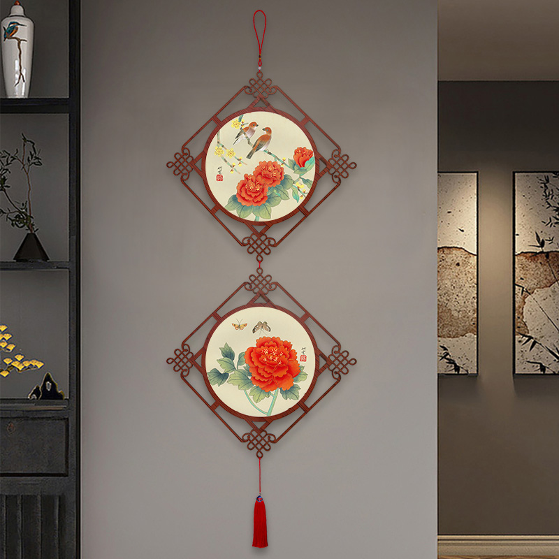 中国结大号入户门口装饰挂件书房餐厅仙鹤装饰画客厅过道花鸟挂饰