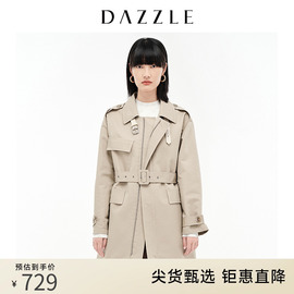 DAZZLE地素奥莱 小众工装风系带中长款风衣外套女2D3F6041U
