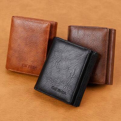 Mens Luxury RFID Blocking Trifold Wallet Genuine Light Brown