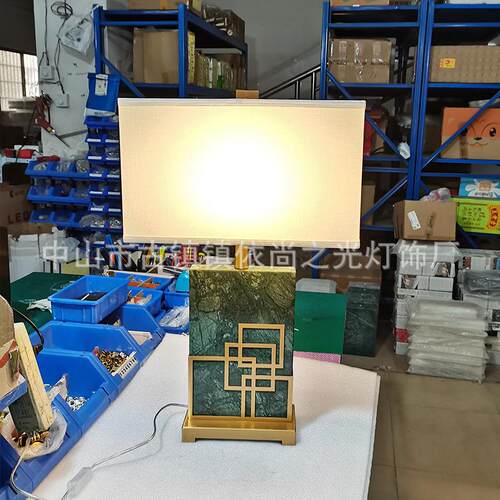 新款直销绿色lamp大理石台灯现代轻奢新中式卧室床头客厅创意北欧