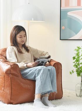 懒阳人沙发榻榻米豆袋单人台卧室皮制创意简易闲网85753红休单人