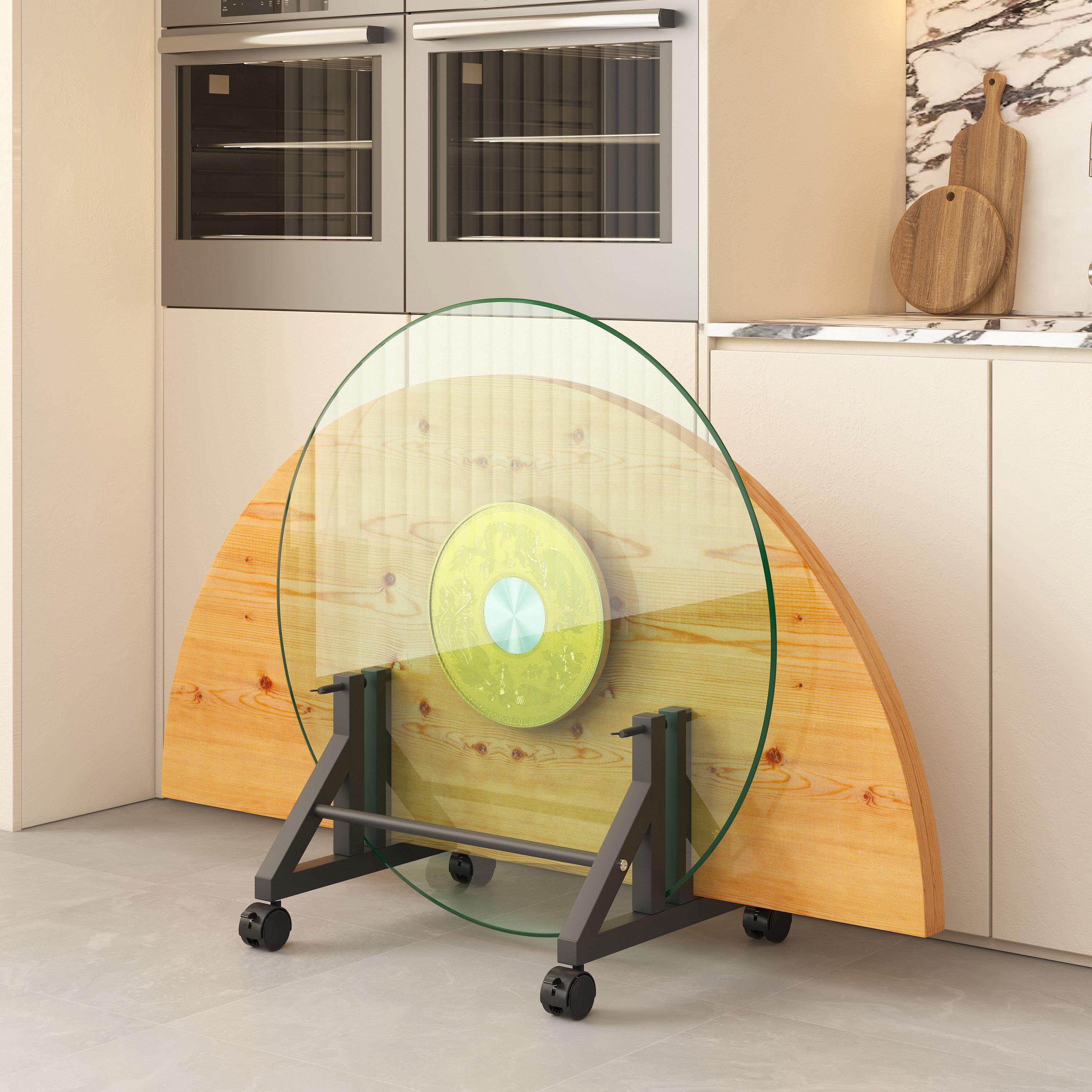 家用玻璃转盘存放收纳架四分圆桌面专用放置架铁艺带轮可移动支架,住宅家具,桌面/转盘,淘宝优惠券,粉丝福利购,淘宝优惠卷