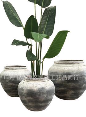 复古风水泥种植落地花盆庭院别墅户外阳台种花绿化工程景观摆设