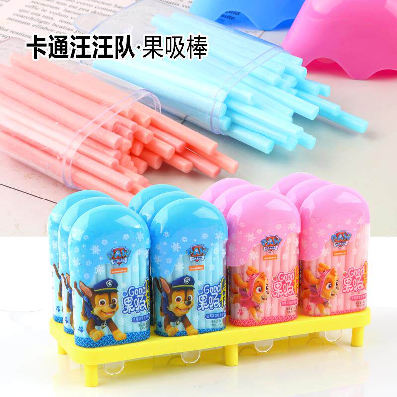 卡通汪汪队果吸棒吸管糖果儿童棒棒糖趣味小零食儿时怀旧