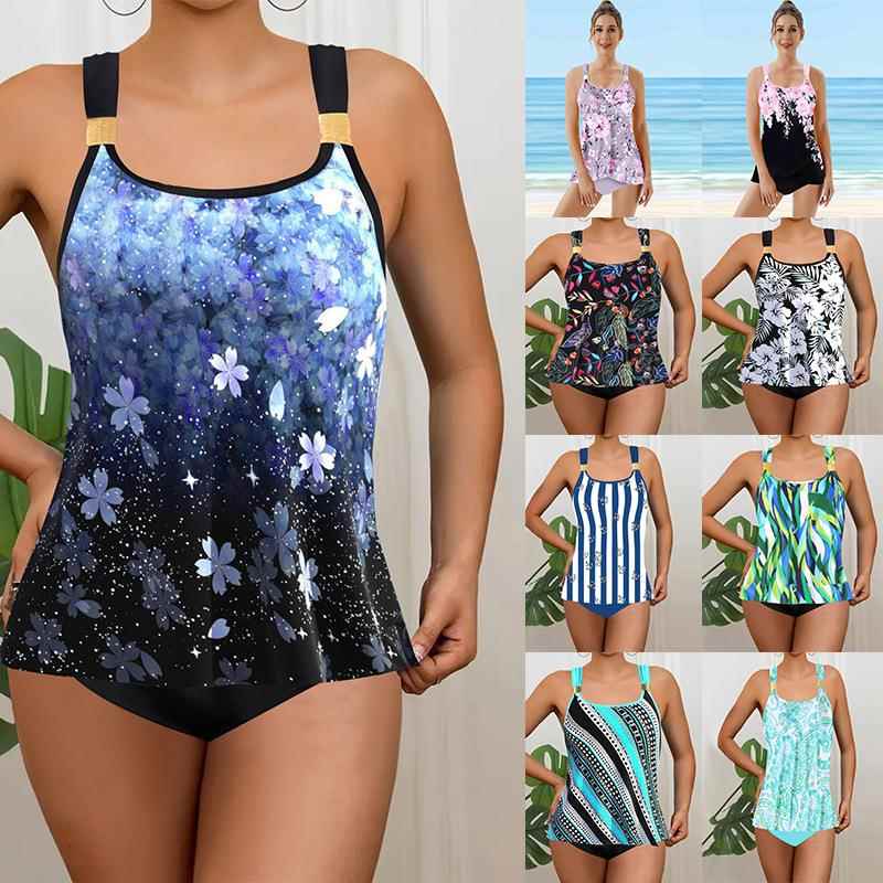 size two-piece pattern color swimsuit Large contrast