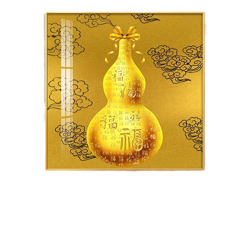 鱼图装饰画正方形轻奢客厅入户招财锦鲤葫芦高级感玄关餐厅挂画