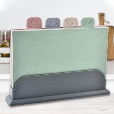 厂家创意分类菜板家用辅食菜板小麦秸秆菜板塑料菜板收纳底座套装