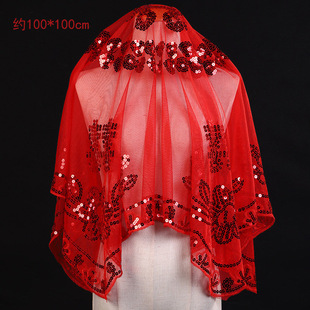 婚礼盖头红色大号婚庆头纱新娘红盖头结婚用品网纱蒙头巾女方陪嫁