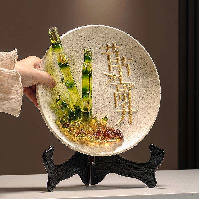 节节高升挂盘摆件新中式客厅酒柜装饰品品博古架办公室工艺品摆设