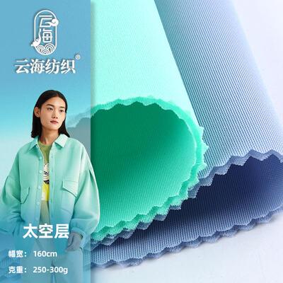 太空层弹力涤氨双面布全涤加厚双层针织健康布拉架夹丝空气层面料