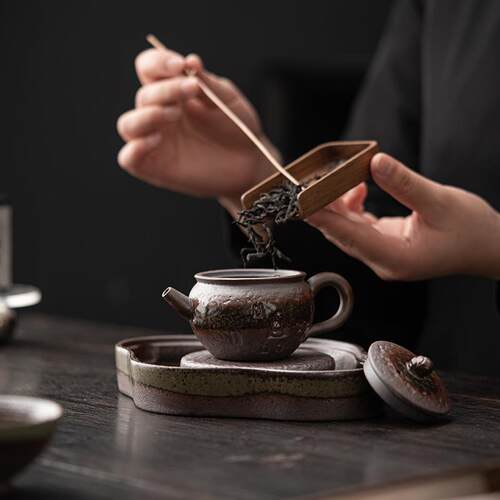 粗陶敦煌印象德运壶手工老岩泥茶壶单壶家用中式复古陶瓷泡茶器