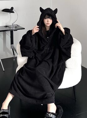 小恶魔卫衣潮睡袍加厚居家浴袍