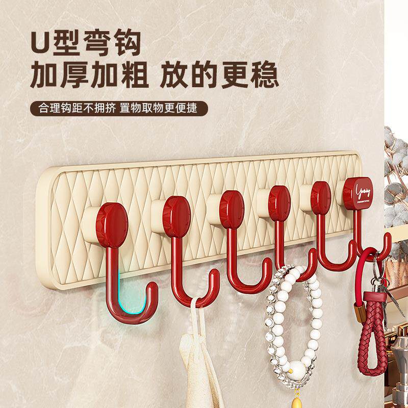 吸盘联排挂钩免打孔强力贴墙粘钩连排不掉门后厨房浴室无痕壁挂.