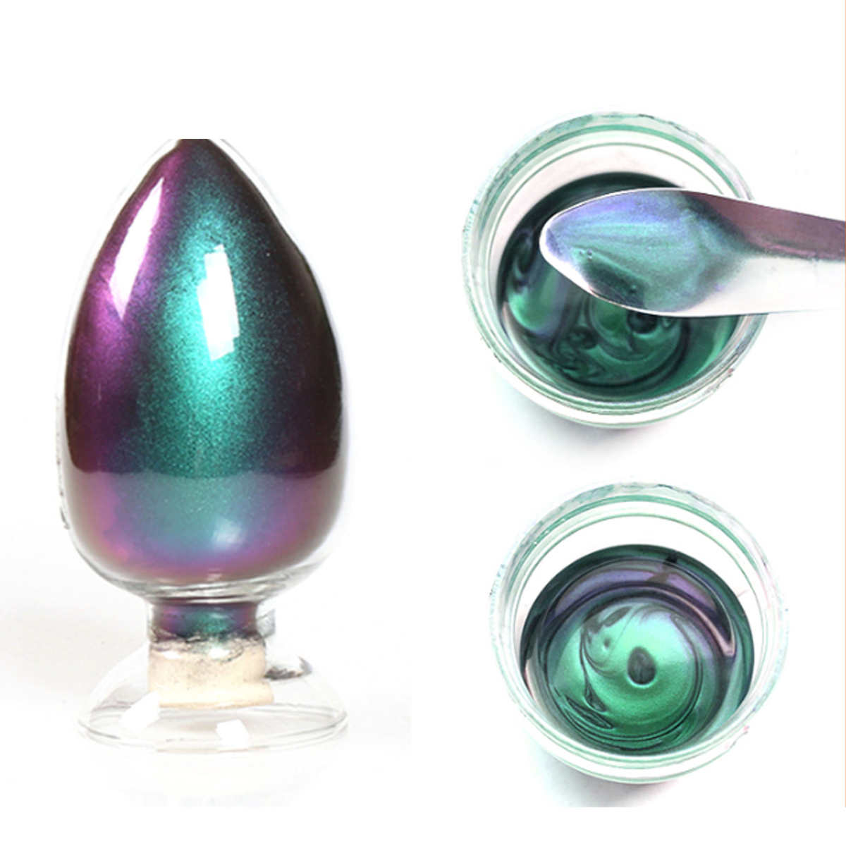 彩虹涂料幻彩仙女粉网红爆款美甲固态魔镜粉冰透变色龙极光粉颜料