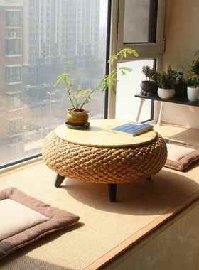 可230312-1储编榻榻米桌子炕桌藤阳台飘窗小茶几民宿可收纳卧茶室