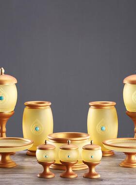 古法琉璃佛具用品大全家用檀香炉佛前供灯供水杯供佛花瓶供果果盘