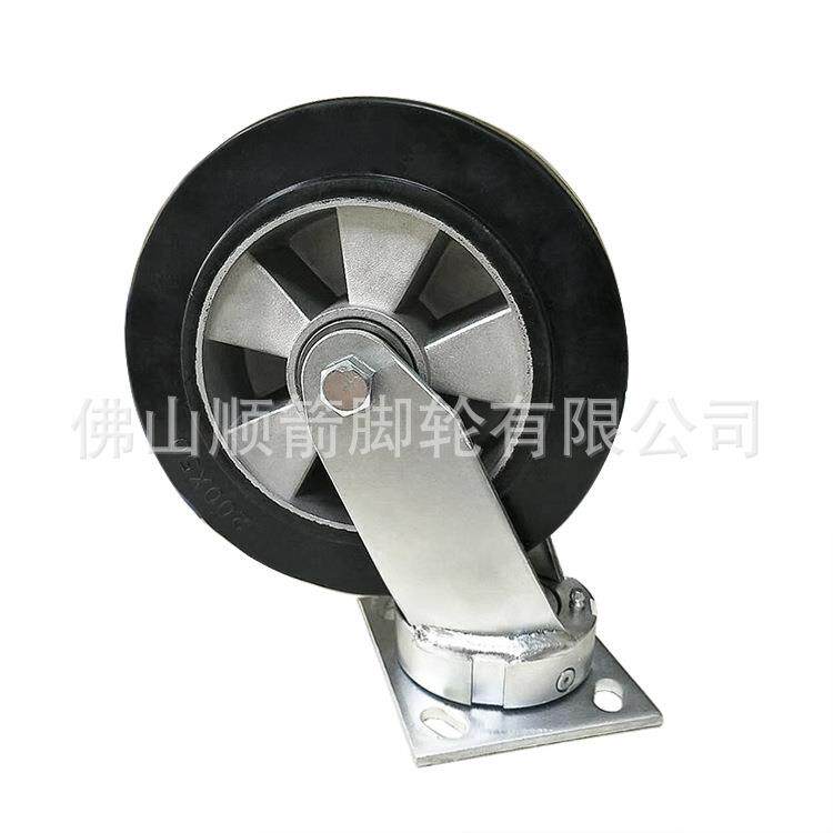 聚氨酯万向轮1吨承重轮子带刹车定向轮6寸8寸工业脚轮重型铸铁轮