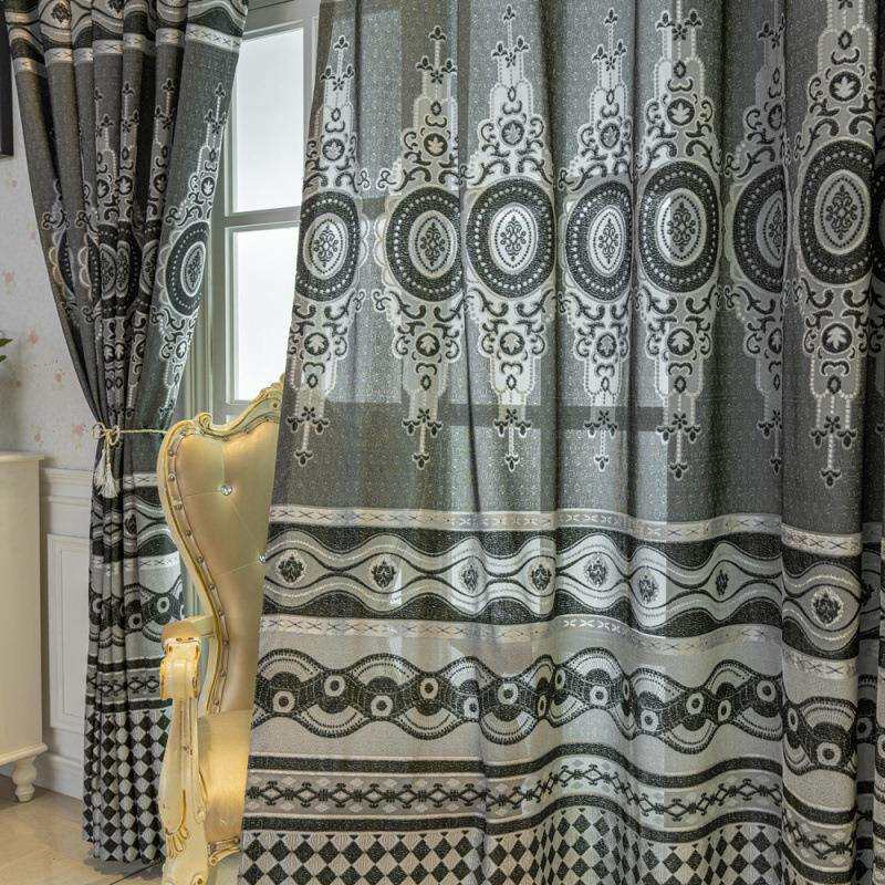 外贸出口窗帘跨境欧美中东提花窗帘客厅卧室亚马逊成品窗帘布欧式