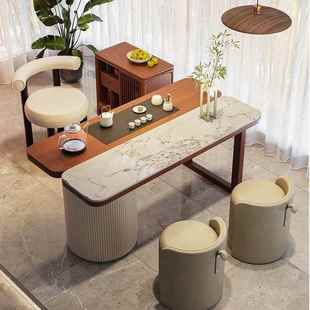 实PUT木岩板茶桌小一户型阳台茶桌台椅组合约家用烧水壶简体小茶