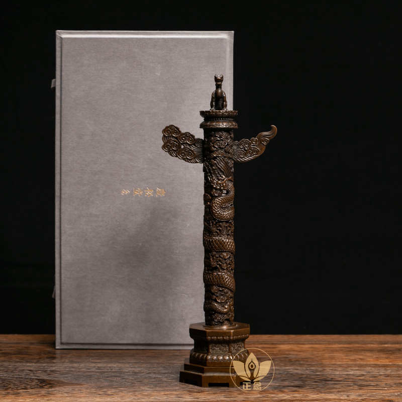 庆松堂苏工铜炉名家胡庆松复古紫铜华表香筒摆件线香塔香熏香