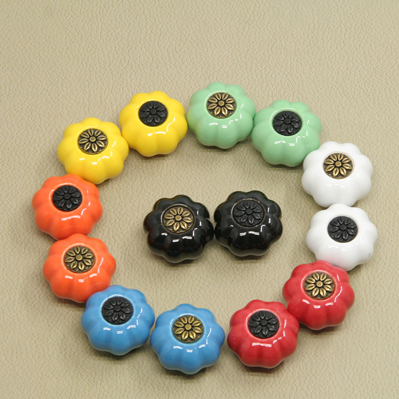 把手欧式南瓜柜门抽屉陶瓷可爱儿童衣柜橱柜田园房卡通拉手