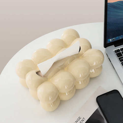 北欧创意陶瓷棉花糖纸巾盒客厅床头纸巾收纳盒新款小众设计纸抽盒