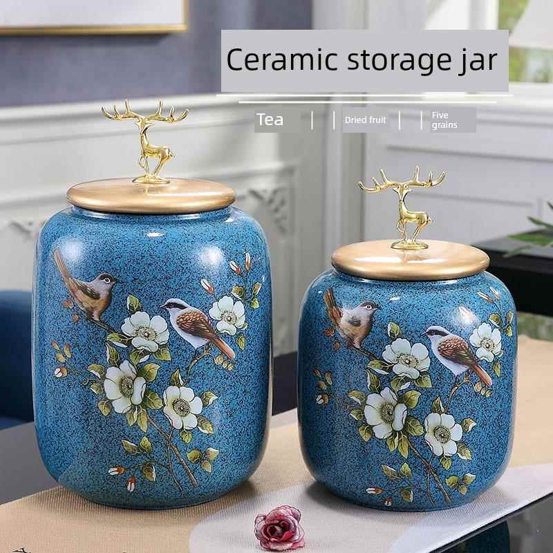 创意陶瓷茶叶罐大号五谷杂粮储物罐糖果罐普洱茶饼罐咖啡豆保鲜罐