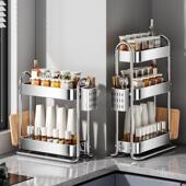 转不锈钢厨房置物架调功3292料架台长面调味瓶架方角多能刀具收纳