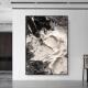 黑白立体手绘油画现代简约客厅装 饰画餐厅挂画 饰画厚肌理玄关装