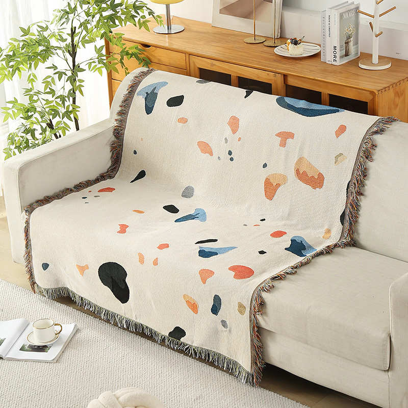 供应简约沙发巾盖布盖毯桌布防尘布露营毯酒店民宿装饰毯