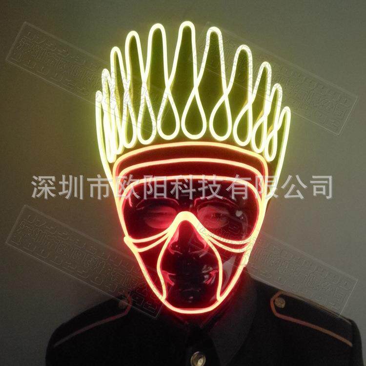 发光面具荧光舞表演服道具节目表演荧光面具LED发光面具舞台面具