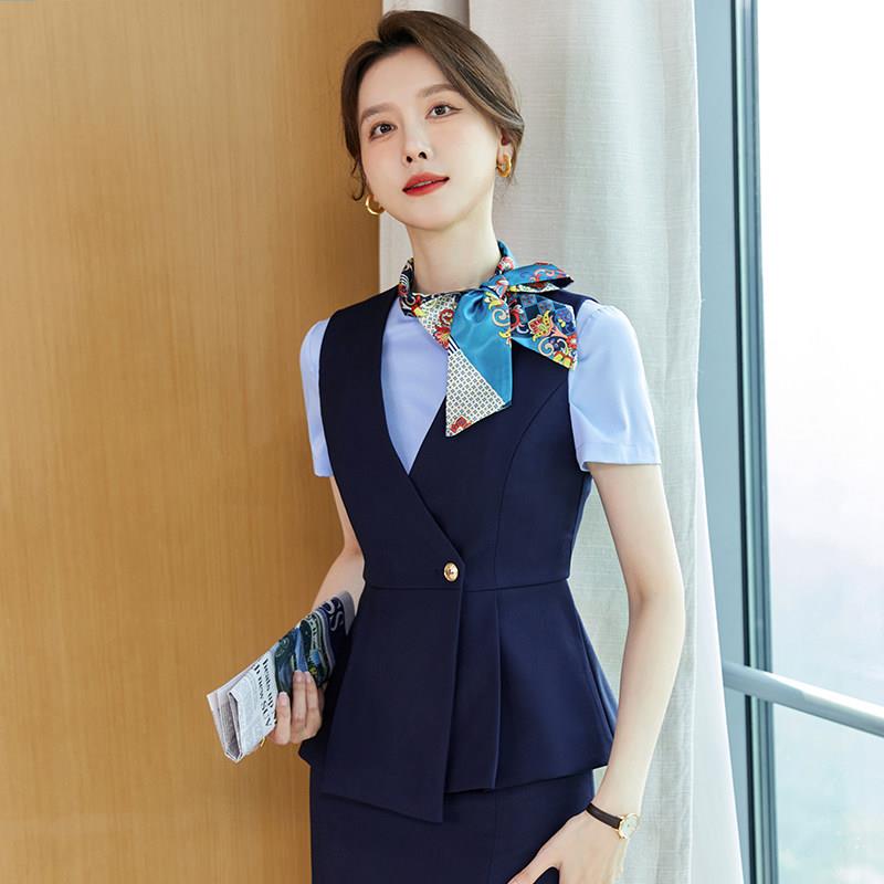 职业马甲套装裙女夏季新款气质空姐制服工装美容院酒店前台工作服