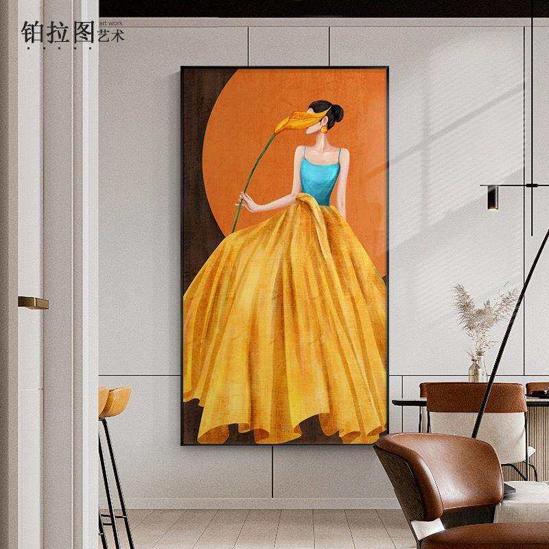 新款直销现代人物玄关装饰画简约卧室壁画轻奢餐厅挂画竖版大幅客