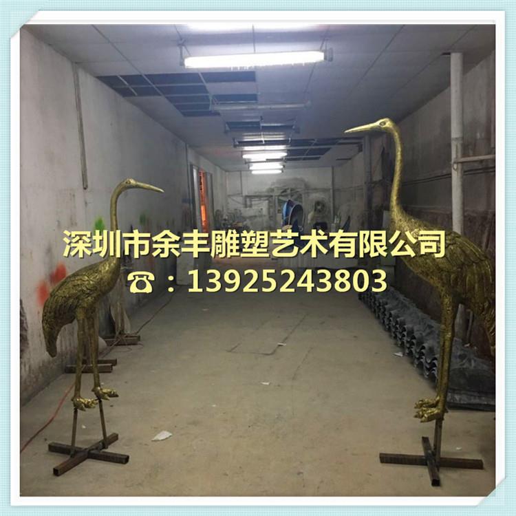 水景玻璃钢动物仙鹤雕塑仿古铜鸟火烈鸟古风立体立体装饰仿古铜雕