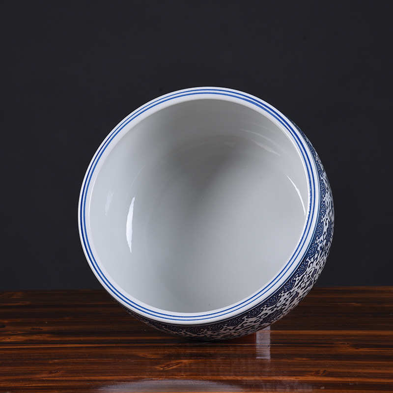 青花瓷陶水培聚宝盆家用草睡莲盆花盆荷花莲景德镇专用缸瓷碗铜钱