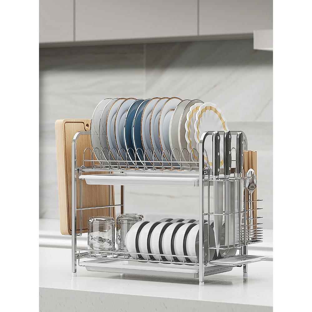 cs304不锈钢碗架沥水架晾放碗盘碗筷碗碟架厨房置物架收纳盒用品2