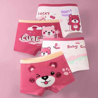 4Pcs/Lot Girls Briefs Cotton Underwear Cute Designs Printi女