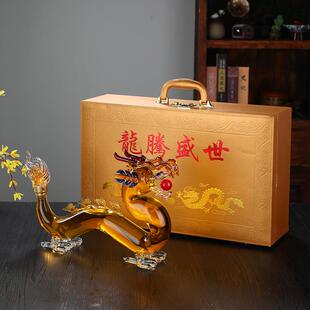 新款直销生肖彩龙动物酒瓶龙形创意工艺泡酒瓶高硼硅耐热玻璃龙型