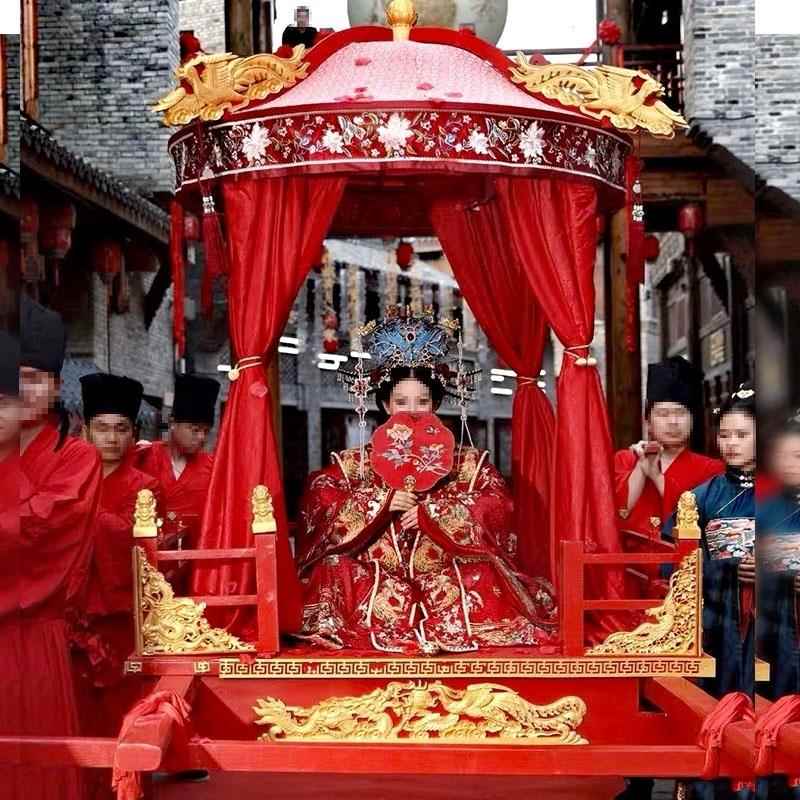 婚庆花轿结婚大花轿中式八抬大轿十六抬大轿新娘轿子木雕花轿迎亲