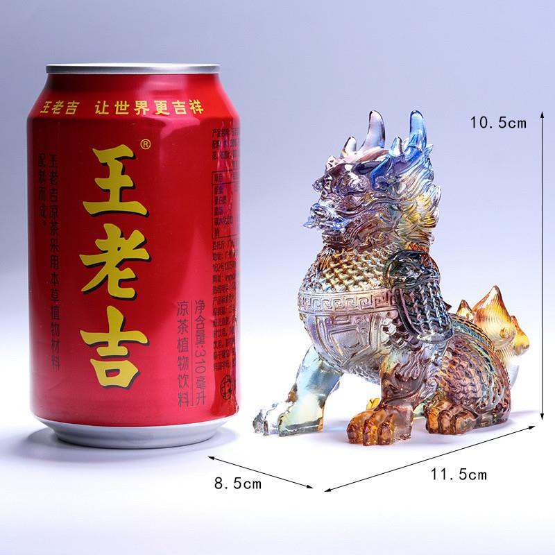 寿喜双临麒麟客古厅装饰式法璃彩色书琉房摆件中FUC祝福桌面摆设