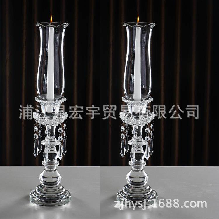 欧式水晶蜡烛台烛光晚餐婚庆婚礼道具餐桌装饰单头烛台摆件