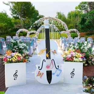 户外园林景观提琴花架雕塑摆件金属创意婚庆摄影道具别墅庭院装饰