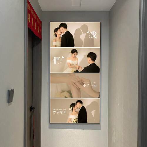 时光有约婚纱照精修相框挂墙结婚照片制作48加洗60寸玄关放大定制