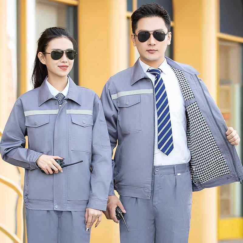 高档秋冬长袖绒人工作服套装耐男磨双层丝加厚建筑工工地劳动防护