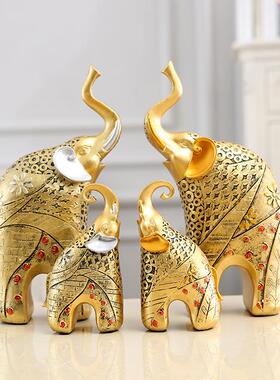 厂家直供树脂工艺品欧式仿古母子象摆件家居客厅酒柜隔板摆设