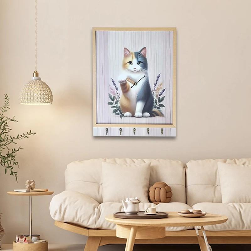 可爱猫咪电表箱客厅卧室床头清新挂画餐厅北欧挂钟收纳多功能遮挡