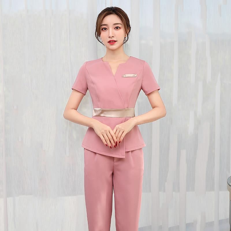 美容院美容师工作服女夏季足浴足疗养生技师套装高级时尚高端